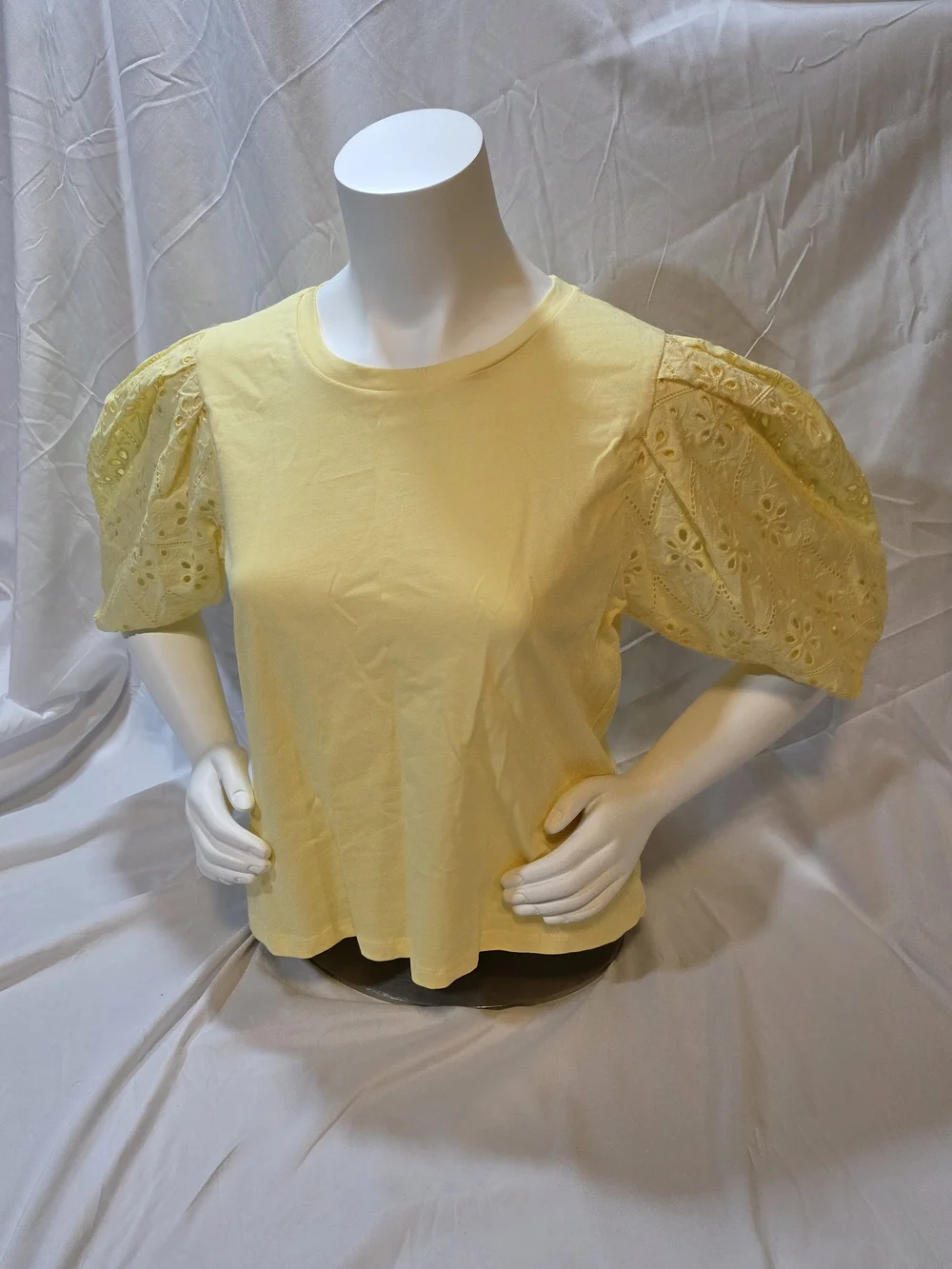 NWOT Zara Contrast Top T-Shirt Light - Yellow Size L - Picture 3 of 8